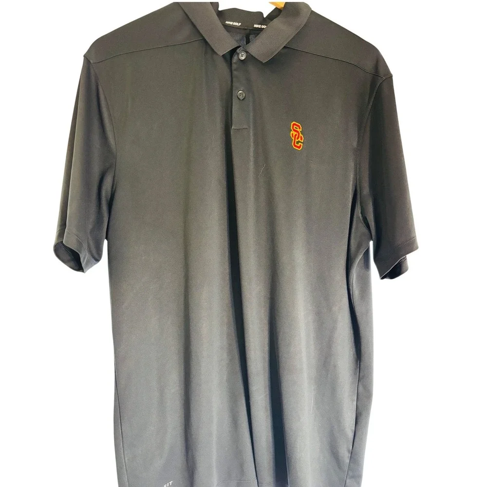 Nike Golf USC Trojans Dri-FIT Polo Shirt Mens Black Short Sleeve NCAA Large - Picture 2 of 6